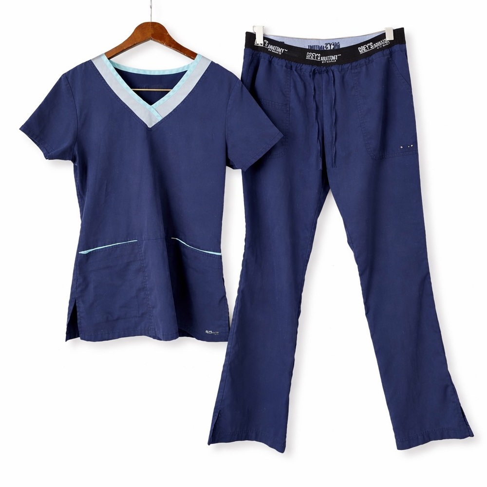Grey’s Anatomy Scrub Set M Navy Blue Medical Uniform Top Pants Barco